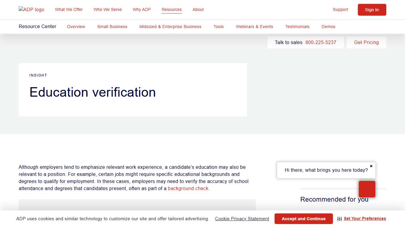 Education Verification | Verify Potential Employee Degrees | ADP